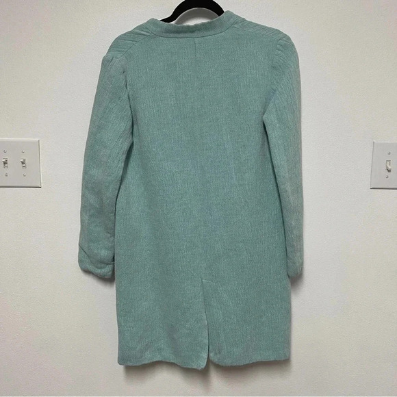 ZARA Linen Long-Line Collarless Oversized Blazer - Business Casual Spring - Picture 3 of 4